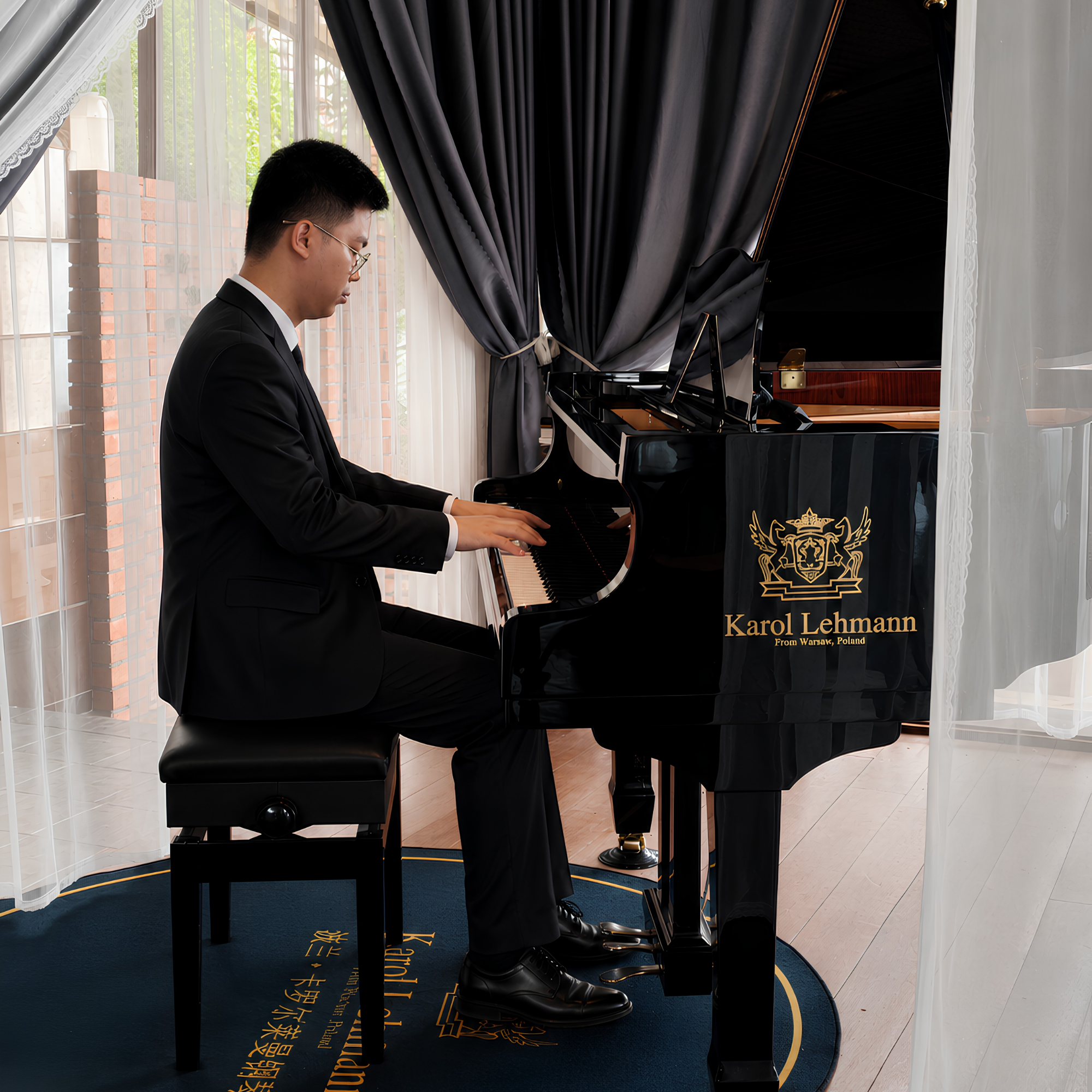 Piano performance at a grand piano